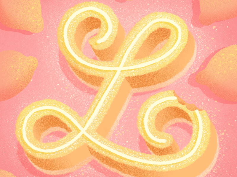 36 days of sweet type — L pink lemon bar lemon dessert procreate alphabet food lettering food type letters food typography hand lettering lettering