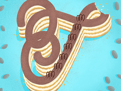 36 days of sweet type — T alphabet dessert dessert alphabet food food lettering food type hand lettering lettering letters procreate tiramisu typography