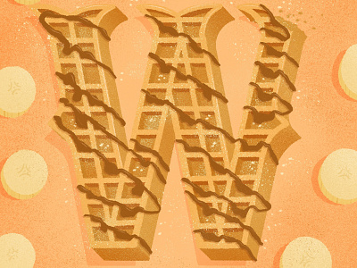 36 days of sweet type — W alphabet banana belgian waffle dessert dessert alphabet food food lettering food type hand lettering illustration lettering letters nutella procreate typography waffle