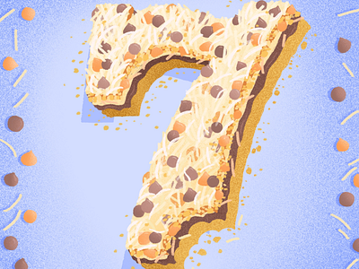 36 days of sweet type — 7 alphabet butterscotch chocolate coconut cookie dessert dessert alphabet food food lettering food type hand lettering illustration lettering letters magic cookie procreate purple seven layer bar typography