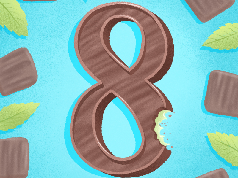 36 days of sweet type — 8 thin mint chocolate mint mint eight number numbers chocolate illustration dessert alphabet procreate dessert food lettering alphabet food type letters food typography hand lettering lettering