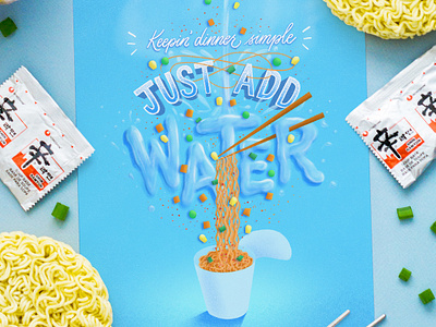 Just Add Water (ramen lettering) food food lettering food type hand lettering illustration lettering letters passion project procreate side project typography typography art typography poster