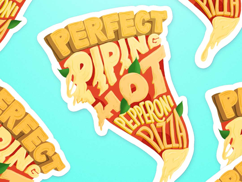 Pizza stickers sticker design stickers sticker food illustration food lettering food type hand lettering pizza