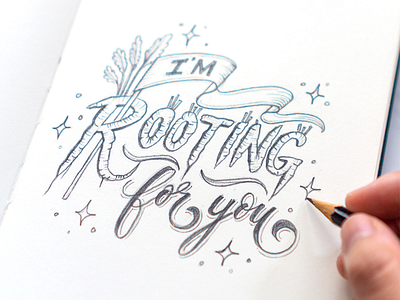 Rooting for you carrots food food illustration food pun lettering pencil pencil drawing pencil lettering pencil sketch sketchbook