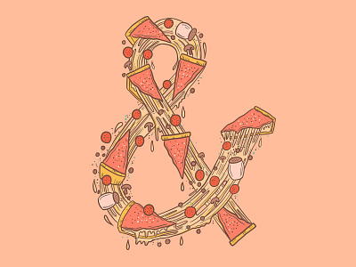 Pizza Ampersand ampersand chicago coral deep dish food food illustration food lettering food type hand lettering illustration lettering letters monogram pizza procreate salmon typography