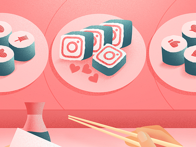 Choose what you consume: Insta-sushi drawing editorial editorial design editorial illustration food food drawing food illustration red sushi sushi art sushi roll sushi rolls