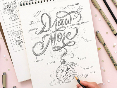 Draw More, Think Less for Michaels drawing hand lettering illustration lettering letters sketch sketchbooks sketches typography
