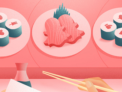 Choose what you consume: Snapchat sashimi editorial editorial art editorial illustration food food illustration illustration procreate sashimi snapchat social media sushi sushi roll
