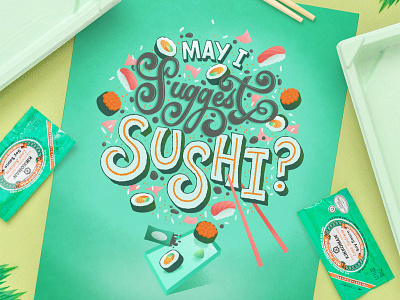 May I suggest Sushi? food food illustration food lettering food type green hand lettering lettering letters procreate sushi sushi roll typography