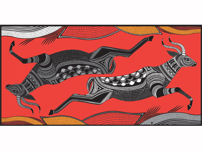 vector illustration african detail fashion folkart impala pattern red symmetry textile