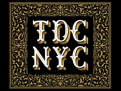 Type Directors Club NYC drop shadows filagree gold hand lettering nyc serifs signage type directors club typography