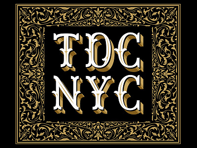 Type Directors Club NYC drop shadows filagree gold hand lettering nyc serifs signage type directors club typography