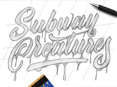 Turpinsubwaycreatures brush script dripping type metro nyc script subway