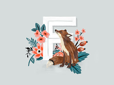 36 Days of Type _ Letter F 36 days of type f floral fox hand lettering illustration lettering procreate