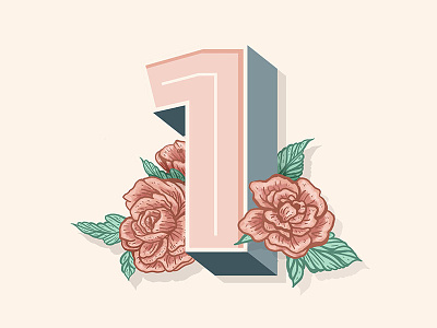 36 Days of Type _ Number 1 1 36 days of type floral flowers hand lettering illustration lettering number 1