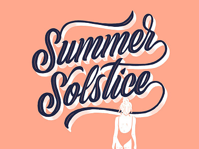 Summer Solstice drop shadow illustration procreate script summer swimsuit