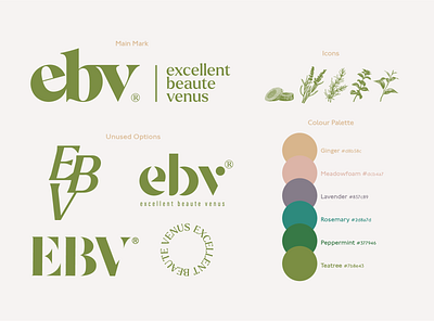ebv logotype design & colour palette beauty branding design logo minimal packaging typography