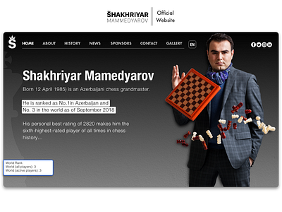 Shakhriyar Mamedyarov GM Official Webiste design daily design material material design ui uiux ux web web design