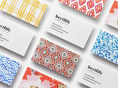 Brytlife Business Card Design bold branding bright business card businesscard color illustration logo pattern stationery vegan vegan food watercolor