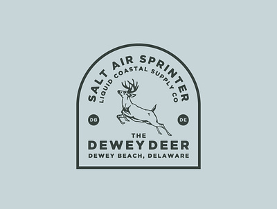 Dewey Deer Retro Badge Design animal animal logo badge badge logo badgedesign blue brand identity branding coastal deer deer logo delaware design illustration logo retro surf t shirt design vector vintage