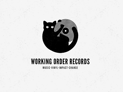 Working Order Records Logo brand identity branding cat illustration logo music record record label vinyl