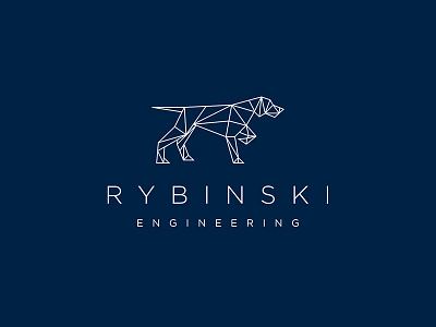 Rybinski Engineering Logo canine dog engineering geometric line logo modern pointer