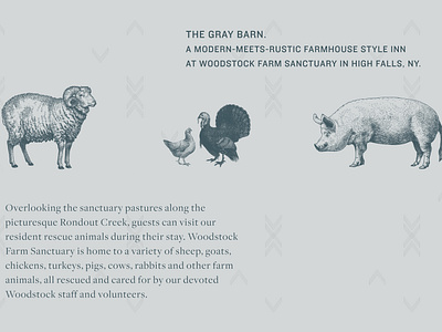 The Gray Barn Woodstock Sanctuary Brand Assets brand assets brand identity engraving farm animal font illustration pattern rustic