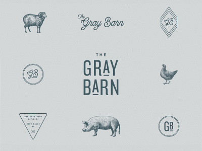The Gray Barn Brand Assets brand assets brand identity engraving farm animal logo modern