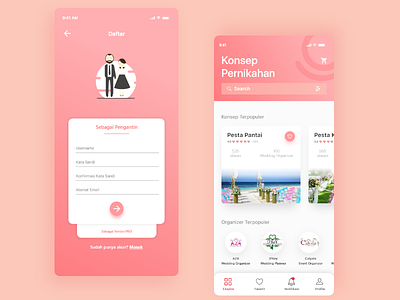 Wedding Services Marketplace iOS | #exploration app clean exploration gradient marketplace nikahin pink signup wedding wedding app