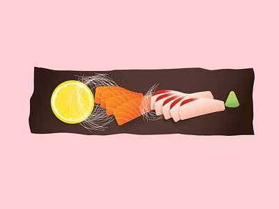 Mix sashimi on a brown plate design food illustration illustrator cc salmon sashimi