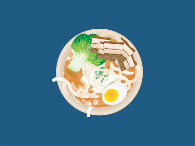 Pork belly ramen design egg illustration noodle pork belly ramen soup vector vegetable