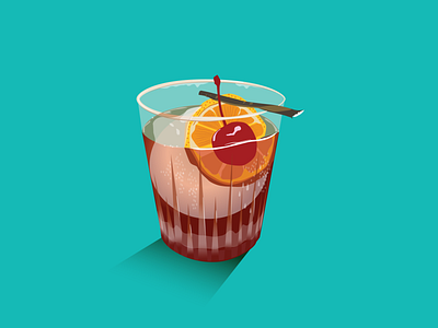 Old fashion inspired by Auvers Cafe in Sydney cherry cocktail design drinks foodie illustration