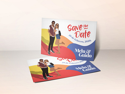 Wedding save the date ―Digital & Print color design flat flyer illustration save the date summer vector wedding