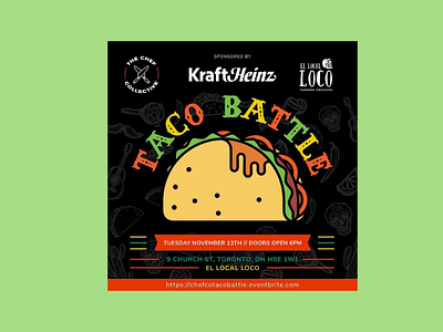 Taco Battle ―Gastronomic Event adobe branding cover digital event flat flyer food gastronomy graphic design illustration illustrator logo mexican social media taco