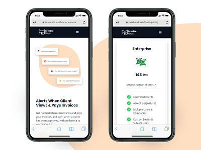 Invoice Ninja Rebrand - SaaS Website Design Mobile View brand design branding development illustrations invoice mobile design mobile website design saas saas design saas website ui uiux user experience ux web design web design and development web development webflow website website design