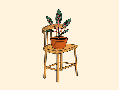 Wooden Chair and Me drawing hobbies illustration ipad pro plant procreate womenofillustration