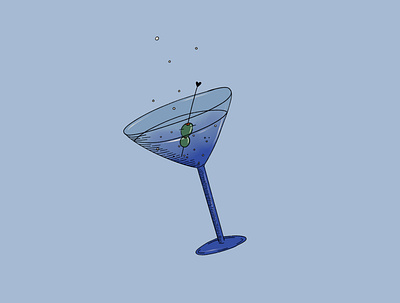 Martini blue drawing etching illustration ipad pro martini objects procreate procreate app womenofillustration womenwhodraw