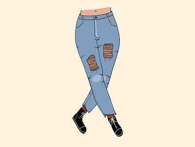 Ripped Jeans drawing etching illustration ipad pro jeans procreate procreate app womenofillustration womenwhodraw