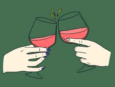 Clink cheers drawing drawing style illustration ipad pro procreate procreate app vineyard wine wine glass winery womenofillustration womenwhodraw
