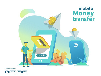 money transfer illustration concept