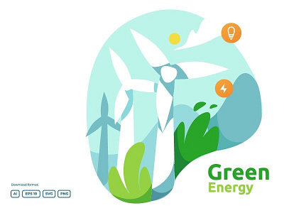 green clean energy and environmental concept illustration