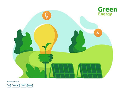 green clean energy and environmental concept illustration clean concept ecology electricity energy environment green man nature renewable tree wind