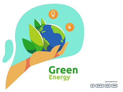 green clean energy and environmental concept illustration