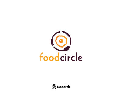 Food Circle Logo cafe circle egg food fork logo purple spoon