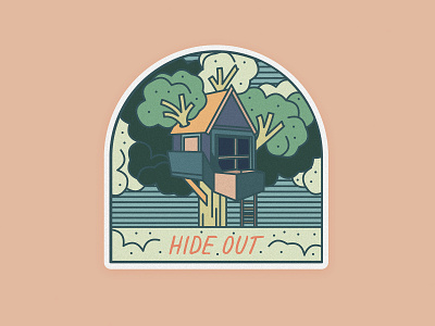 Hide Out badge badgedesign graphic design graphics illustration patch sticker tree treehouse