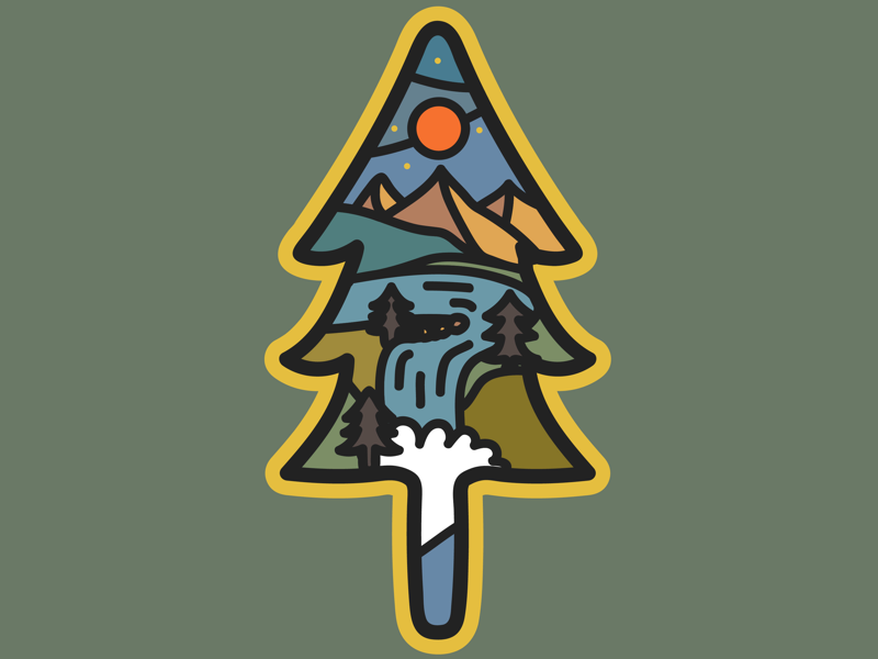 A rejected concept patch design patch waterfall vancouver create tree badge illustration graphic design