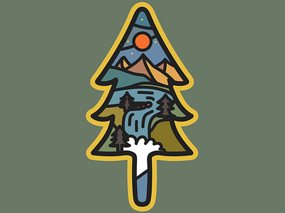 A rejected concept badge create graphic design illustration patch patch design tree vancouver waterfall