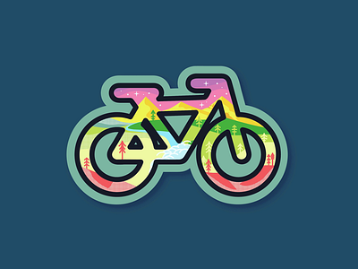 Mountain bike bike graphic graphic design icon iconography icons illustration mountain neon pastel tree
