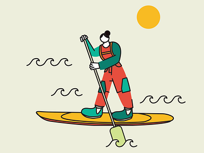 S.U.P character graphic illustration ocean people sup vancouver walk water waves