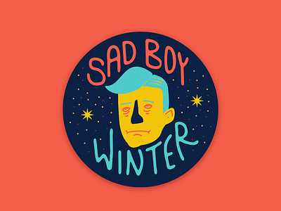 #sadboywinter badge character face graphic illustration lettering sadboywinter sticker type